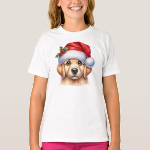 Golden Retriever Dog with Santa Claus Style  T-Shirt