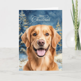 Golden Retriever Dog Woodland Forest Christmas Holiday Card
