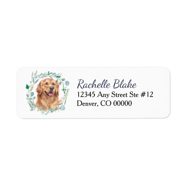 Golden Retriever Dog Wreath Adresse de retour (Devant)