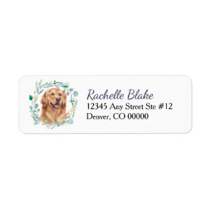 Golden Retriever Dog Wreath Return Address