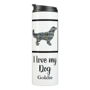 Golden Retriever Dog Yellow & Blue Silhouette Thermal Tumbler