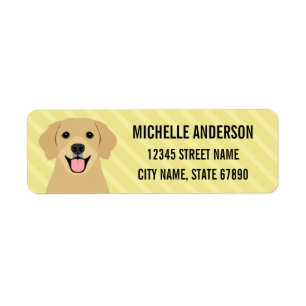 Golden Retriever Dog Yellow Return Address Label