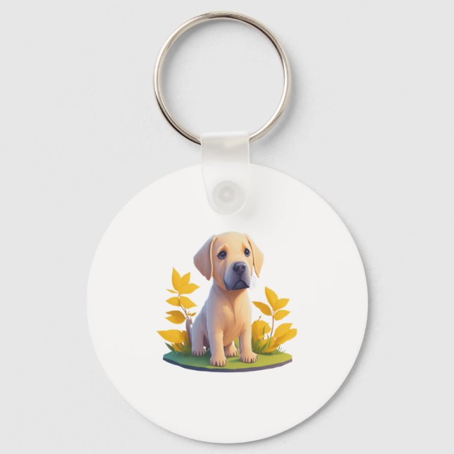 Golden Retriever Doggo Cute Digital Chibi Keychain (Front)
