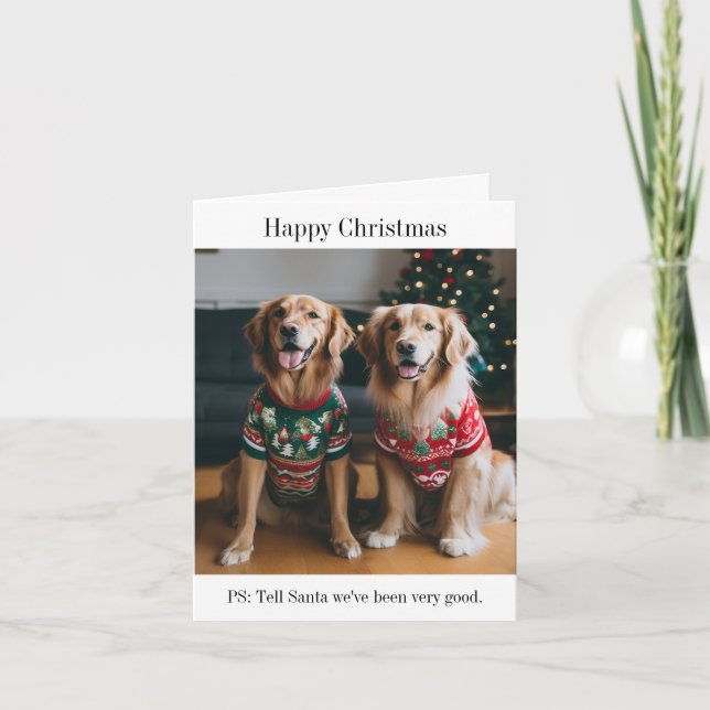 Golden Retriever Dogs Christmas Card (Front)