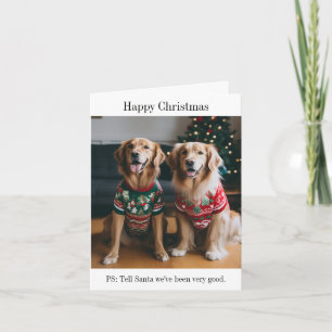 Golden Retriever Dogs Christmas Card