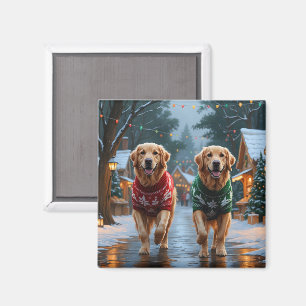 Golden Retriever Dogs Christmas Snow Holiday Magnet