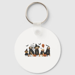 Golden Retriever Dogs Lovers Ghost Witch Halloween Keychain