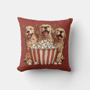 Golden Retriever Dogs Movie Popcorn Bucket Throw Pillow