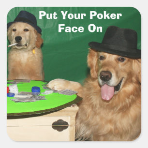 Golden Retriever Dogs Playing Poker Square Sticker