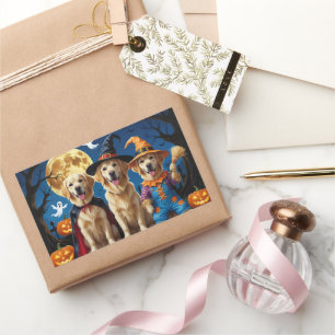 Golden Retriever Dogs Pumpkin Halloween Funny Sticker