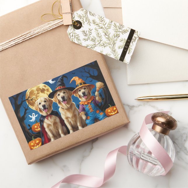 Golden Retriever Dogs Pumpkin Halloween Funny Sticker (Gifting)