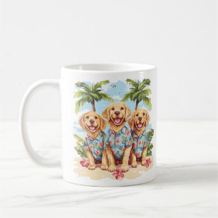 Golden Retriever Dogs Wearing Hawaiian Shirts Coffee Mug