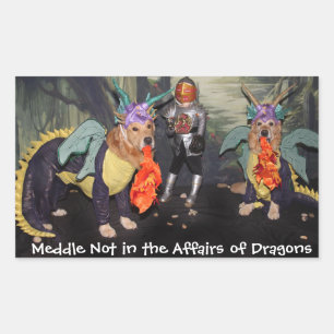 Golden Retriever Dragons Meddle Not Sticker