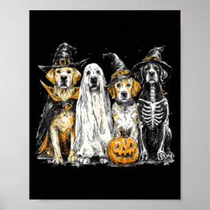 Golden Retriever Dressed As Ghost Funny Halloween Poster