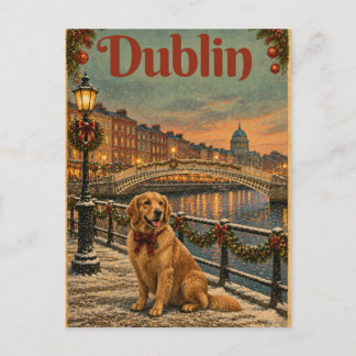 Golden Retriever Dublin Christmas Postcard