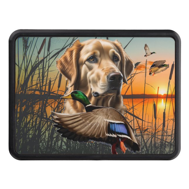 Golden Retriever Duck Hunting Trailer Hitch Cover (Front)