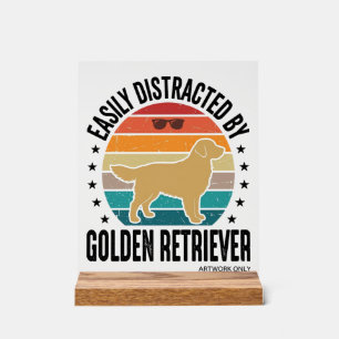 Golden Retriever Easily Distracted Vintage Dog Des Acrylic Sign