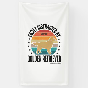 Golden Retriever Easily Distracted Vintage Dog Des Banner