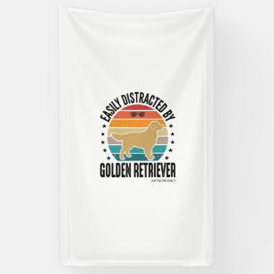 Golden Retriever Easily Distracted Vintage Dog Des Banner