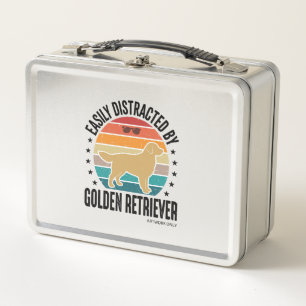 Golden Retriever Easily Distracted Vintage Dog Des Metal Lunch Box