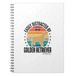 Golden Retriever Easily Distracted Vintage Dog Des Notebook