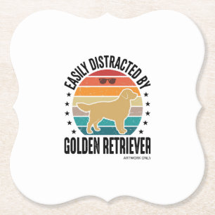Golden Retriever Easily Distracted Vintage Dog Des Paper Coaster