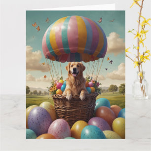 Golden Retriever Easter Eggs Card