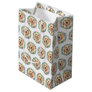 Golden Retriever Elegant Dog Christmas Medium Gift Bag