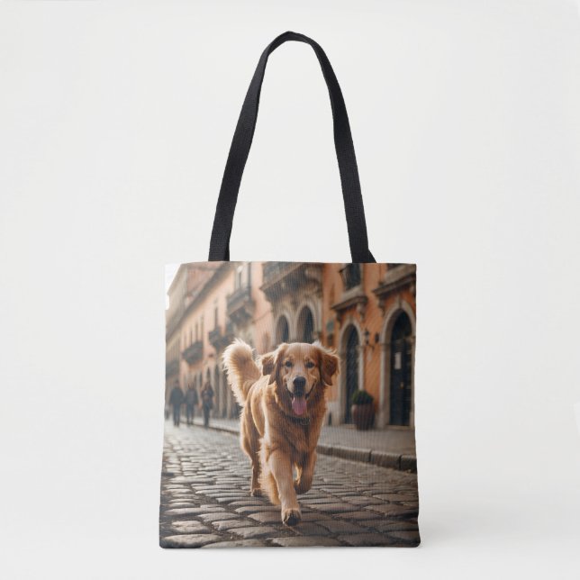 Golden Retriever Elegant Shoulder Tote Bag (Front)
