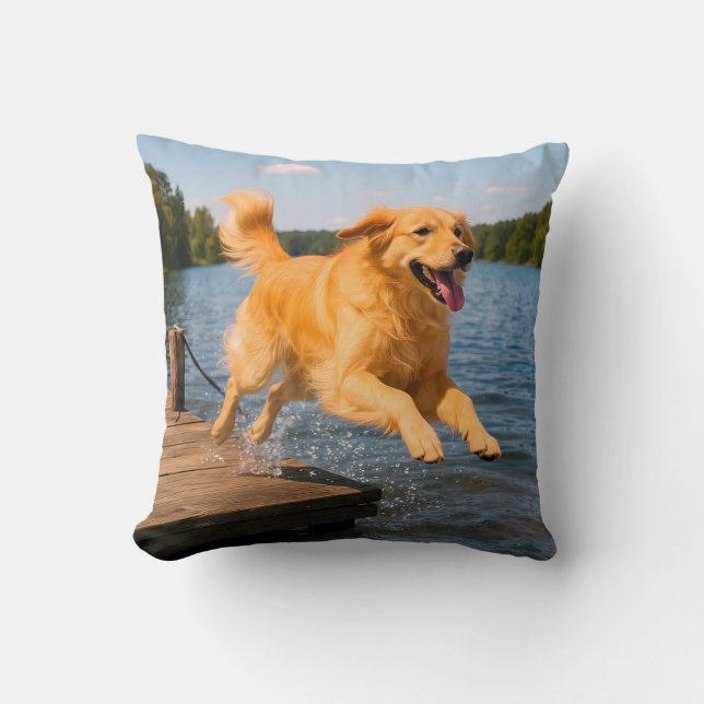 Golden Retriever Elegant Throw Pillow (Front)