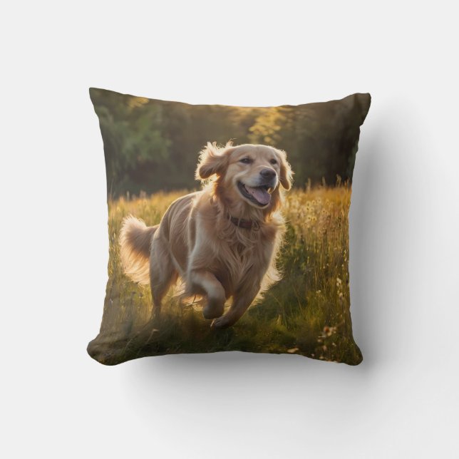 Golden Retriever Elegant Throw Pillow (Front)
