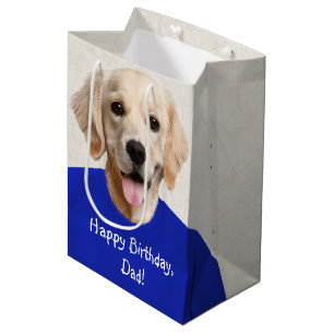 Golden Retriever en bleu T-shirt Medium Cadeau sac