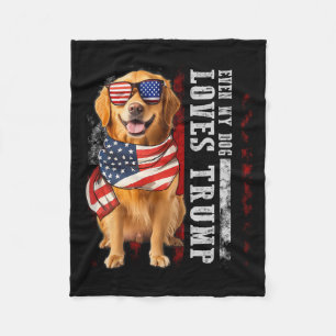 Golden Retriever Even My Dog Loves Trump Funny Fleece Blanket