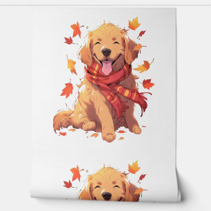 Golden Retriever Fall Dog Autumn Leaves Wallpaper