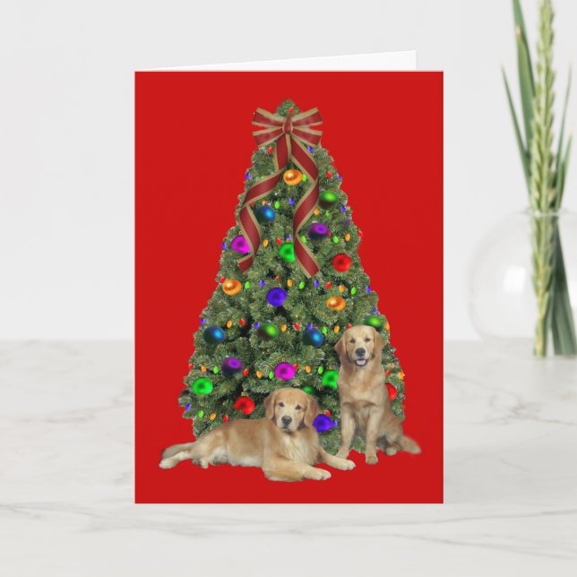 Golden Retriever Father & Son Christmas Card (Front)