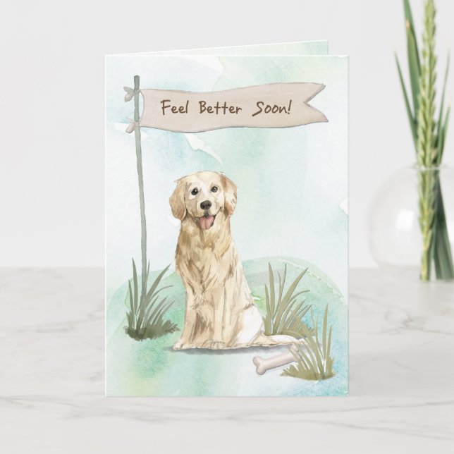 Golden Retriever Feel Better After Surgery to Dog Card (Front)