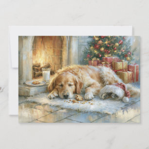 Golden Retriever Fireplace Christmas Holiday Card