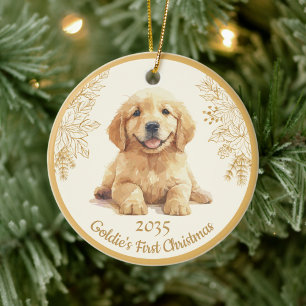 Golden Retriever First Christmas Ceramic Ornament