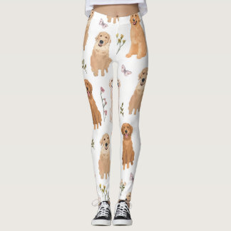 Golden Retriever Floral Pattern | Cute Dog & Wildf Leggings