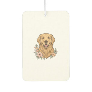 Golden Retriever Floral Vintage Engraving Design_1 Air Freshener