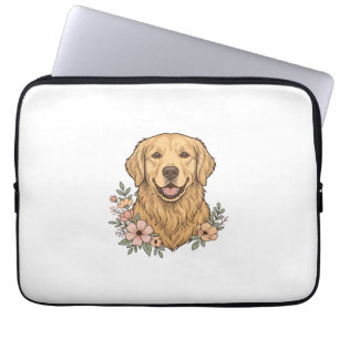 Golden Retriever Floral Vintage Engraving Design_1 Laptop Sleeve