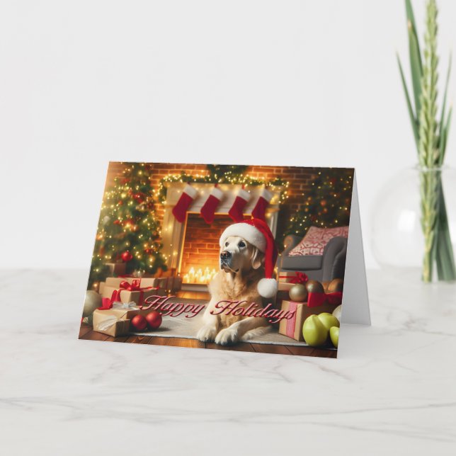 Golden Retriever Folded Holiday Card (Front)