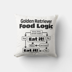 Golden Retriever Food Logic Throw Pillow