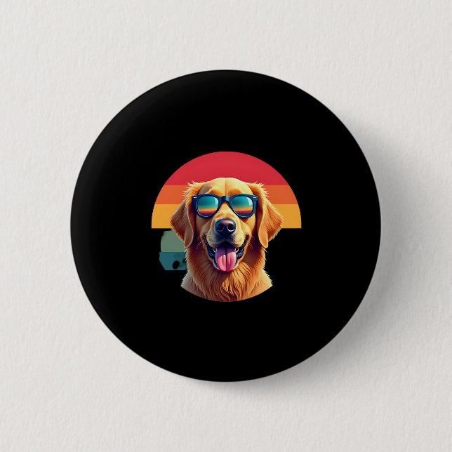 Golden Retriever for Kids Boys Girls Sunglasses Pe 2 Inch Round Button (Front)