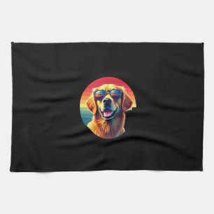 Golden Retriever for Kids Boys Girls Sunglasses Pe Kitchen Towel