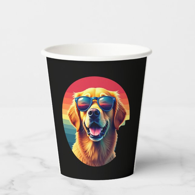 Golden Retriever for Kids Boys Girls Sunglasses Pe Paper Cups (Front)