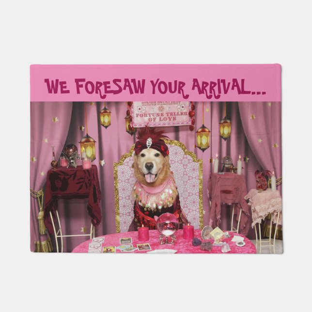 Golden Retriever Fortune Teller of Love Doormat (Front)