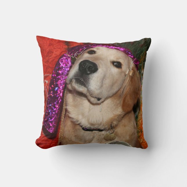 Golden Retriever Fortune Teller Throw Pillow (Front)