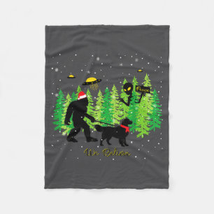 Golden Retriever Funny Bigfoot Christmas Alien Ufo Fleece Blanket
