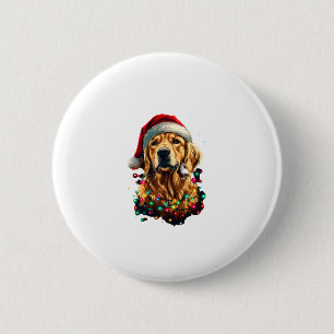 Golden Retriever Funny dog Christmas Santa Hat lig 2 Inch Round Button